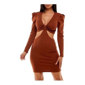 Socialite Cut Out Bodycon Dress Brown Size L